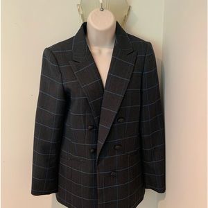 Bar 111 woman’s jacket size small slate grey with blue window pane plaid look